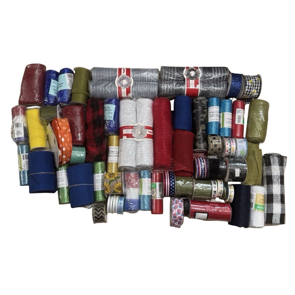LARGE LOT Deco Mesh Rolls Wreath Bow Craft Decorative Ribbon Multi Sizes 60 +